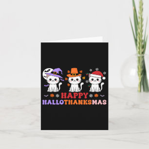 Halloween Thanksgiving Christmas Cats Happy Hallot Card