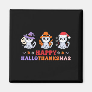 Halloween Thanksgiving Christmas Cats Happy Hallot Magnet