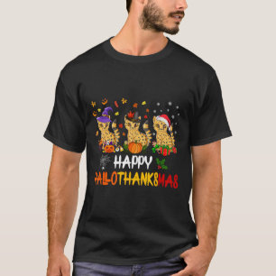 Halloween Thanksgiving Christmas Cheetah Cat Hallo T-Shirt