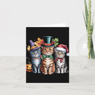 Halloween Thanksgiving Christmas Cute Holidays Cat Card