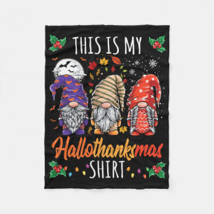 Halloween Thanksgiving Christmas Fun Hallothanksma Fleece Blanket