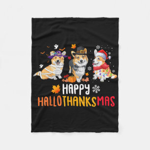 Halloween Thanksgiving Christmas Funny Corgi Dogs Fleece Blanket