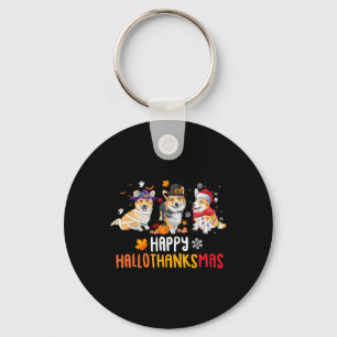 Halloween Thanksgiving Christmas Funny Corgi Dogs  Key Ring