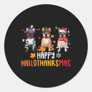Halloween Thanksgiving Christmas Funny French Bull Classic Round Sticker