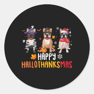 Halloween Thanksgiving Christmas Funny French Bull Classic Round Sticker