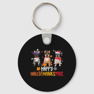 Halloween Thanksgiving Christmas Funny French Bull Key Ring