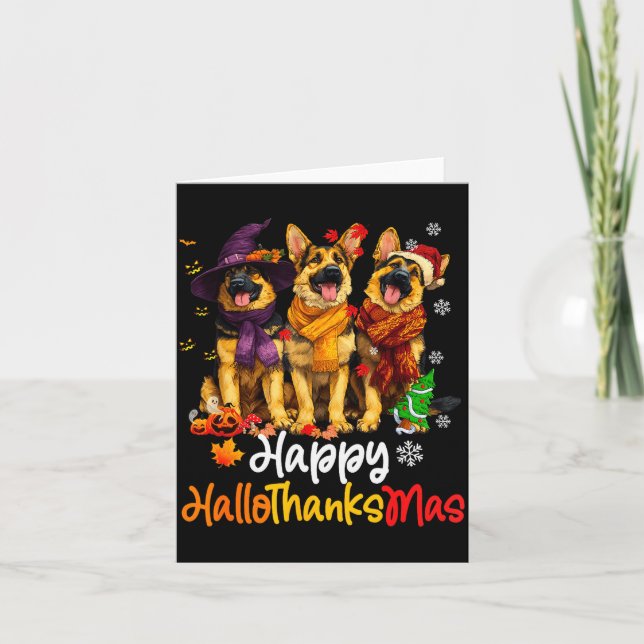 Halloween Thanksgiving Christmas German Shepherd D Card (Front)