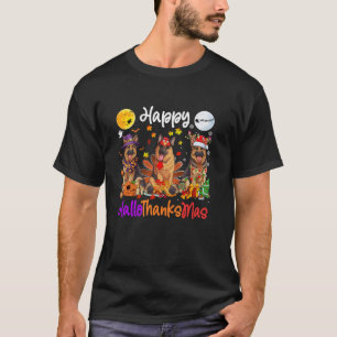 Halloween Thanksgiving Christmas German shepherd D T-Shirt