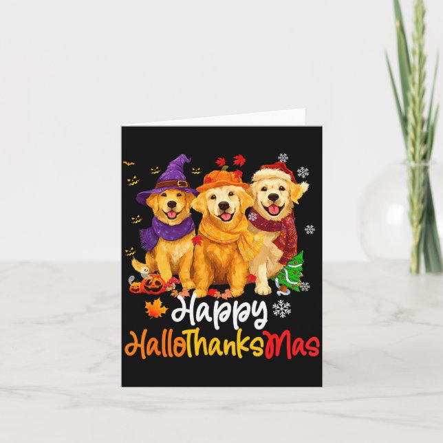 Halloween Thanksgiving Christmas Golden Retriever  Card (Front)
