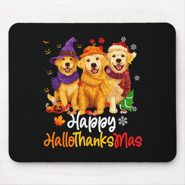 Halloween Thanksgiving Christmas Golden Retriever  Mouse Pad (Front)