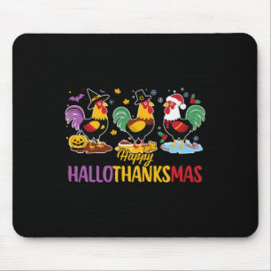 Halloween Thanksgiving Christmas Hallothanksmas Ch Mouse Pad