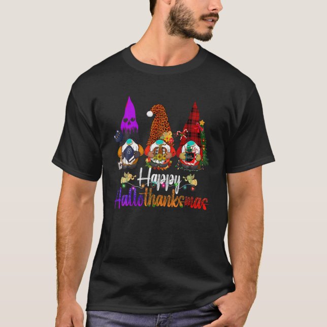 Halloween Thanksgiving Christmas HalloThanksMas Gn T-Shirt (Front)