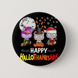 Halloween Thanksgiving Christmas Happy Hallothanks 6 Cm Round Badge