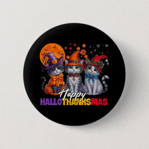 Halloween Thanksgiving Christmas Happy Hallothanks 6 Cm Round Badge