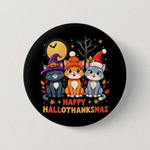 Halloween Thanksgiving Christmas Happy Hallothanks 6 Cm Round Badge