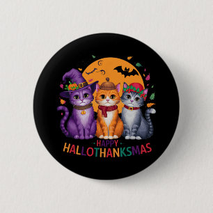 Halloween Thanksgiving Christmas Happy Hallothanks 6 Cm Round Badge