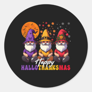 Halloween Thanksgiving Christmas Happy Hallothanks Classic Round Sticker