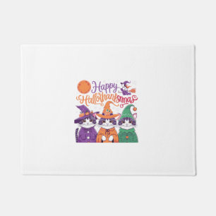 Halloween Thanksgiving Christmas Happy HalloThanks Doormat