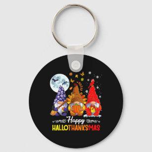 Halloween Thanksgiving Christmas Happy Hallothanks Key Ring