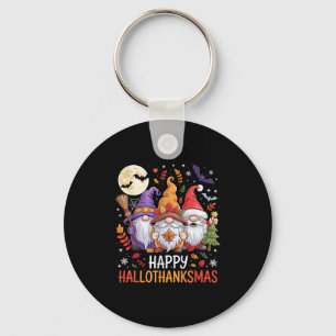 Halloween Thanksgiving Christmas Happy Hallothanks Key Ring