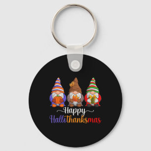 Halloween Thanksgiving Christmas Happy Hallothanks Key Ring