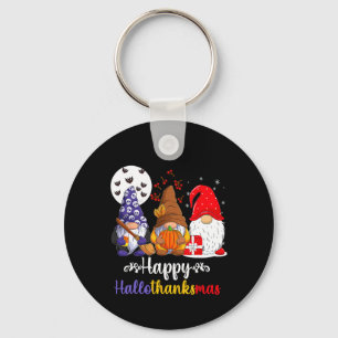 Halloween Thanksgiving Christmas Happy Hallothanks Key Ring