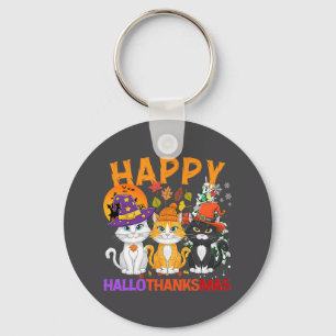 Halloween Thanksgiving Christmas Happy Hallothanks Key Ring