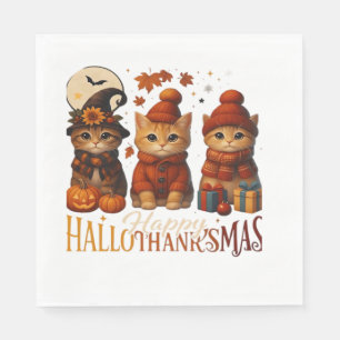 Halloween Thanksgiving Christmas Happy HalloThanks Napkin