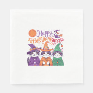 Halloween Thanksgiving Christmas Happy HalloThanks Napkin