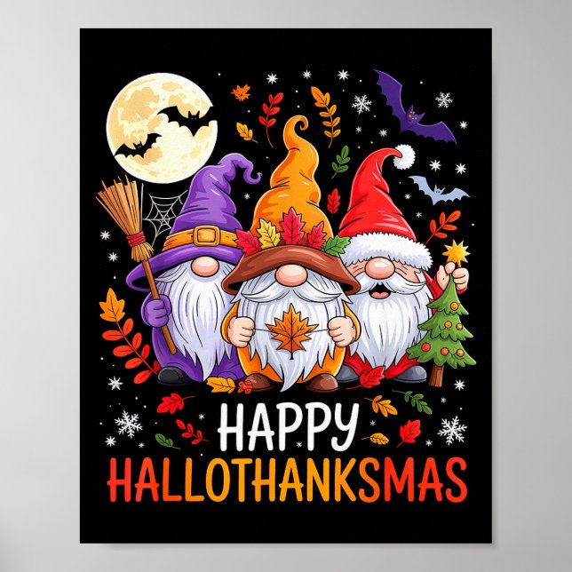 Halloween Thanksgiving Christmas Happy Hallothanks Poster (Front)