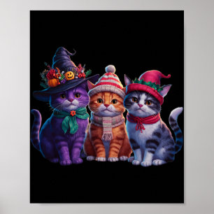 Halloween Thanksgiving Christmas Happy Hallothanks Poster