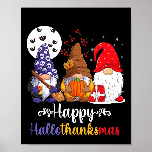 Halloween Thanksgiving Christmas Happy HalloThanks Poster (Front)