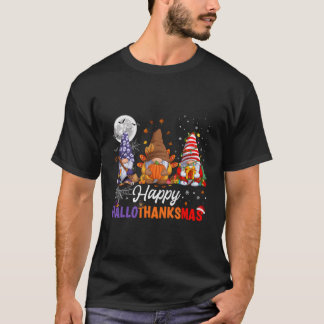 Halloween Thanksgiving Christmas Happy Hallothanks T-Shirt
