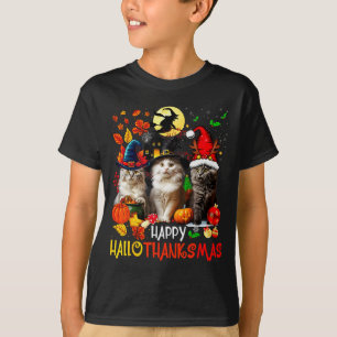 Halloween Thanksgiving Christmas Happy Hallothanks T-Shirt