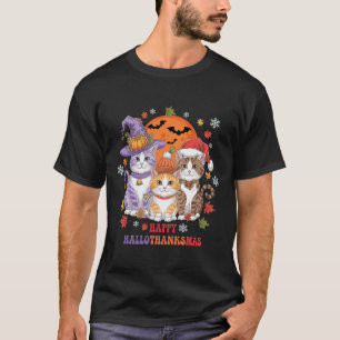 Halloween Thanksgiving Christmas Happy Hallothanks T-Shirt