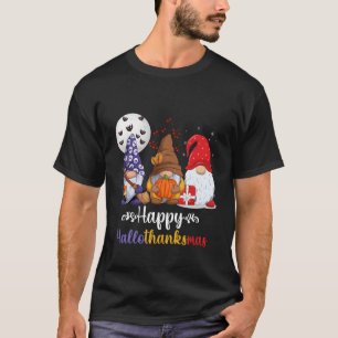 Halloween Thanksgiving Christmas Happy Hallothanks T-Shirt