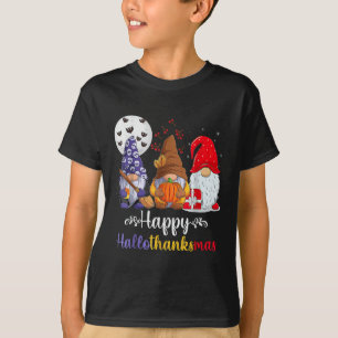 Halloween Thanksgiving Christmas Happy Hallothanks T-Shirt