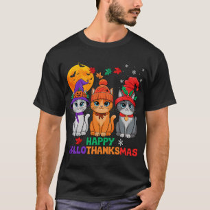 Halloween Thanksgiving Christmas Happy Hallothanks T-Shirt