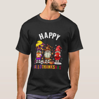 Halloween Thanksgiving Christmas Happy HalloThanks T-Shirt
