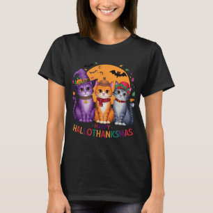 Halloween Thanksgiving Christmas Happy Hallothanks T-Shirt