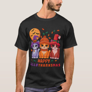 Halloween Thanksgiving Christmas Happy Hallothanks T-Shirt