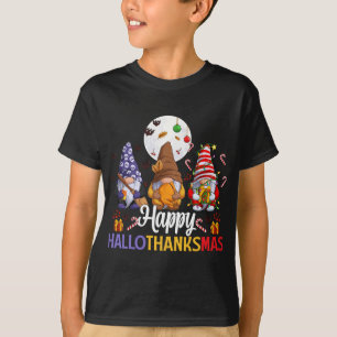 Halloween Thanksgiving Christmas Happy HalloThanks T-Shirt