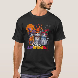 Halloween Thanksgiving Christmas Happy HalloThanks T-Shirt