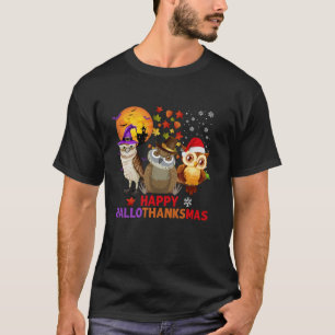 Halloween Thanksgiving Christmas Happy HalloThanks T-Shirt
