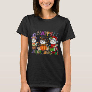 Halloween Thanksgiving Christmas Happy Hallothanks T-Shirt