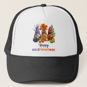 Halloween Thanksgiving Christmas Happy HalloThanks Trucker Hat