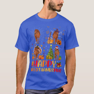 Halloween Thanksgiving Christmas Horse Hallothanks T-Shirt