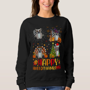 Halloween Thanksgiving Christmas Lemur Hallothanks Sweatshirt