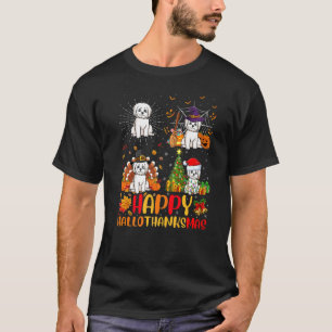 Halloween Thanksgiving Christmas Maltese Dog Hallo T-Shirt