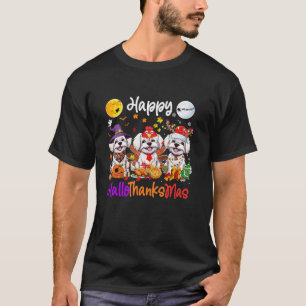 Halloween Thanksgiving Christmas Maltese Dog Hallo T-Shirt